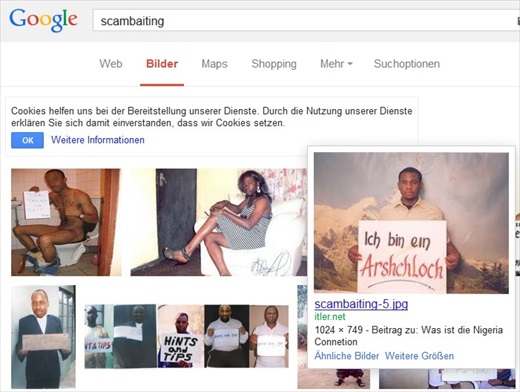 Screenshot Suchergebnisse Scambaiting 001a